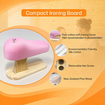 DE-LIANG Bust Corset Ironing Board | Tailor's Ham with Solid Wood Base | Pink