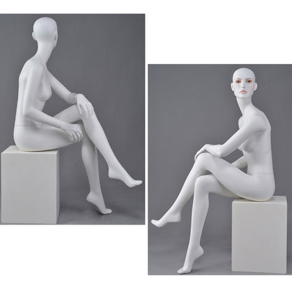 DE-LIANG White Female Full Body Mannequin with Abstract Head,Realistic Fiberglass Display Model for Boutique & Clothing Store Window Display
