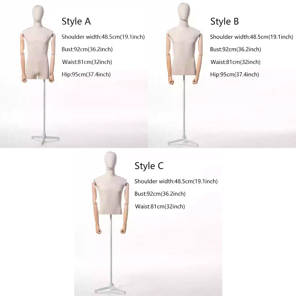 DE-LIANG Velvet Female/Male Half Body Mannequins,Woman Mannequin Dress Form Torso,Adjustable Display Mannequin Body with Metal Stand For Sewing Clothing Jewelry Market Shop