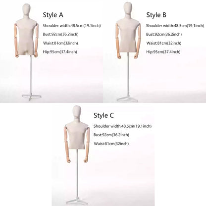 DE-LIANG Velvet Female/Male Half Body Mannequins,Woman Mannequin Dress Form Torso,Adjustable Display Mannequin Body with Metal Stand For Sewing Clothing Jewelry Market Shop