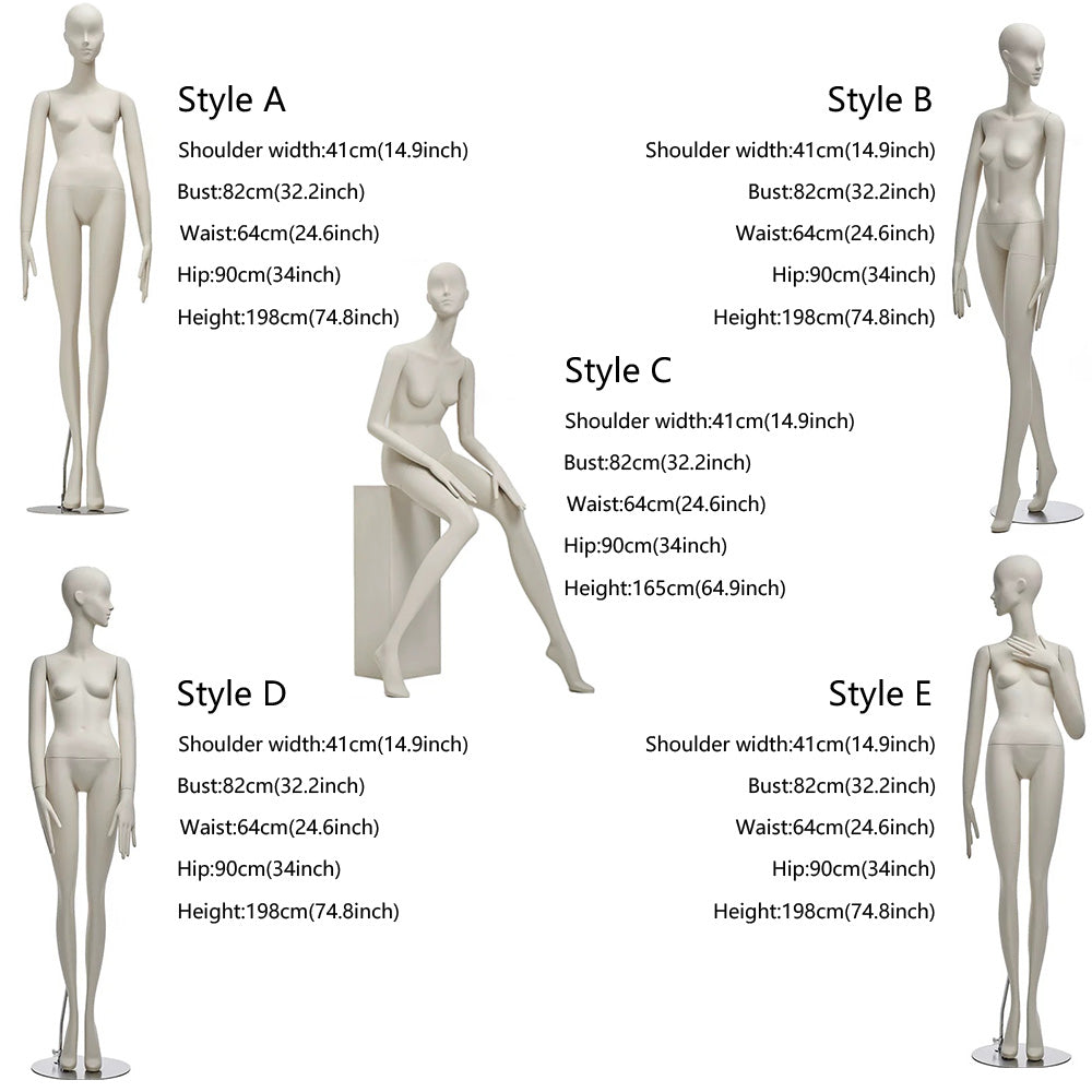 DE-LIANG Luxury White Female Full Body Mannequin Stand,Realistic Fiberglass Dress Form Display,Manikin Torso Stand for Retail Clothing,with base*1pcs DL0162