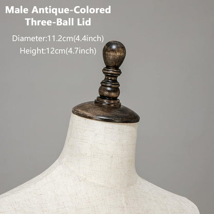 DE-LIANG Wooden Mannequin Head Cap for Clothing Store Boutique Display Dress Form