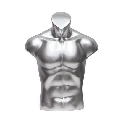 DE-LIANG Half Body Male Bust Form Mannequin, Upper Torso for Knee, Breast Back Brace,Sport Manenquin,Shoulder Brace Display, Orange Silver 1