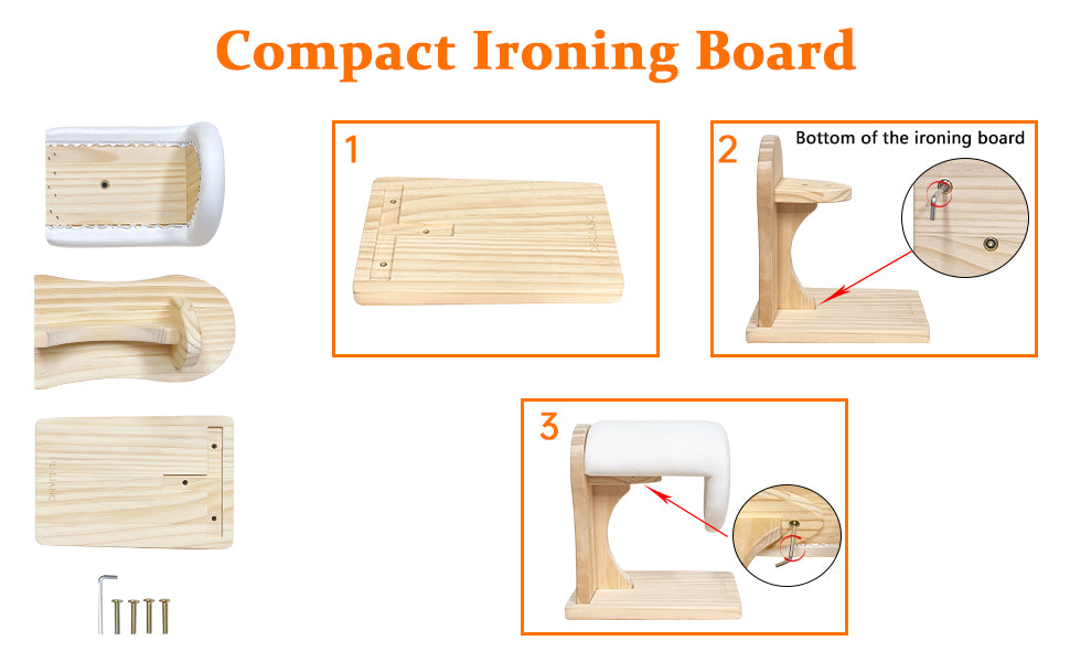 DE-LIANG Shoulder Ironing Board – Sleeve Press with Pine Wood Base & Cotton Cover