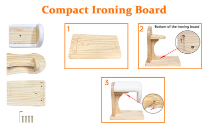 DE-LIANG Shoulder Ironing Board – Sleeve Press with Pine Wood Base & Cotton Cover