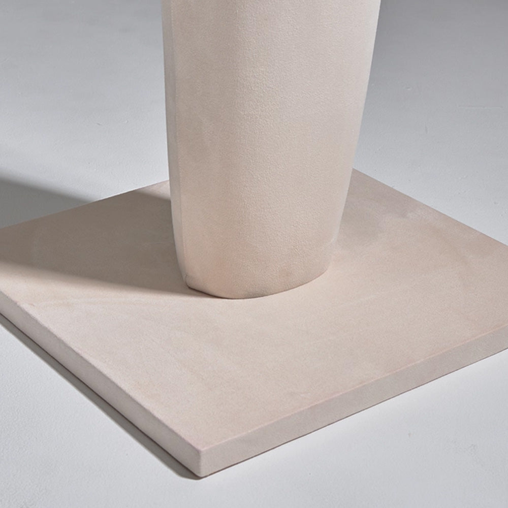 DE-LIANG Luxury Suede Female Mannequin with Articulated Wooden Arms - Modern Tapered Column Base for High-End Boutique & Couture Display