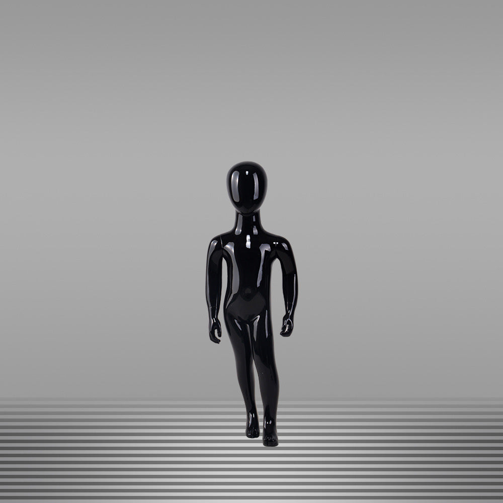 DE-LIANG Glossy Black Full Body Childs Mannequin with Arms & Head for Store Window, Boutique Clothing & Fashion Display