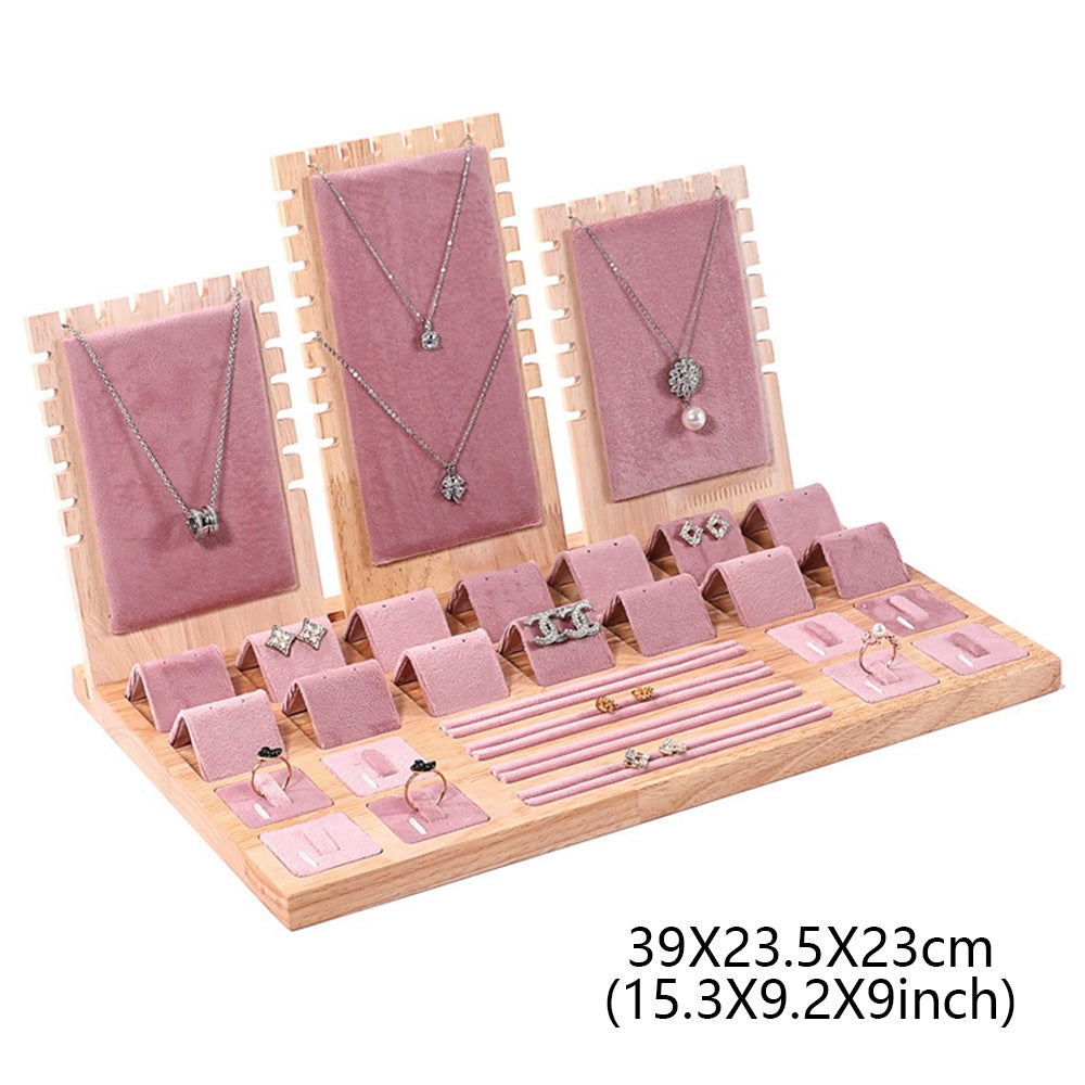 DE-LIANG Pink Velvet Jewelry Display Stand Set – Perfect for Jewelry Stores & Boutiques
