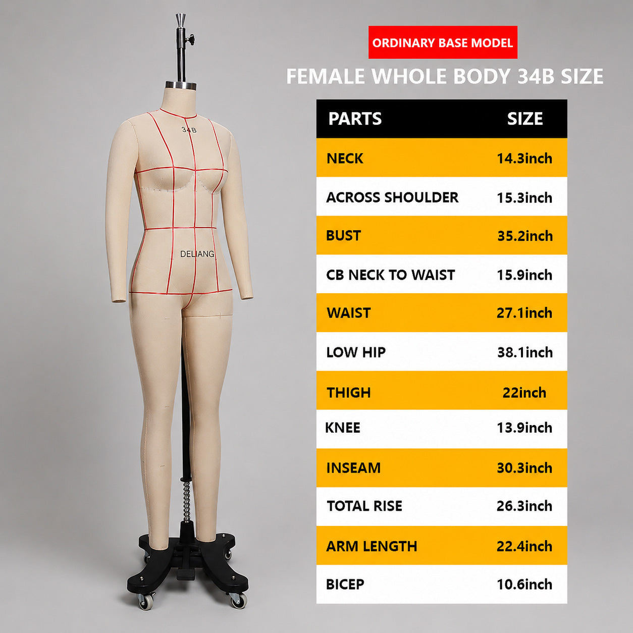 Maniquí femenino DL900 36B, modelo de sastrería de lencería para costura, maniquí de modista adulto de medio cuerpo de alta calidad por mar.