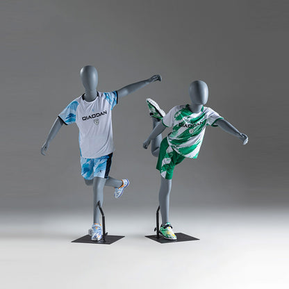 DE-LIANG Kids Full Body Sport Mannequin,Child Running Display Manikin Torso with Metal Base for Retail Clothing Stores, Athletic Wear, Window Display, Durable Fiberglass Dress Form
