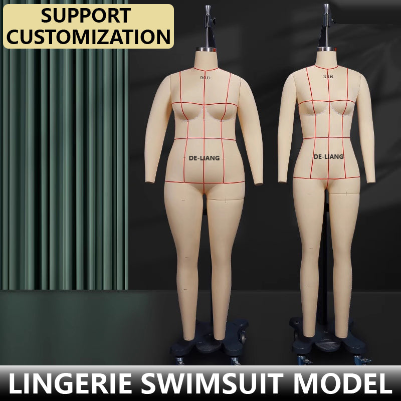 DE-LIANG Professional Lingerie Tailor Dress Form - Oblique Pinnable Female Full Body Mannequin with Reference Lines