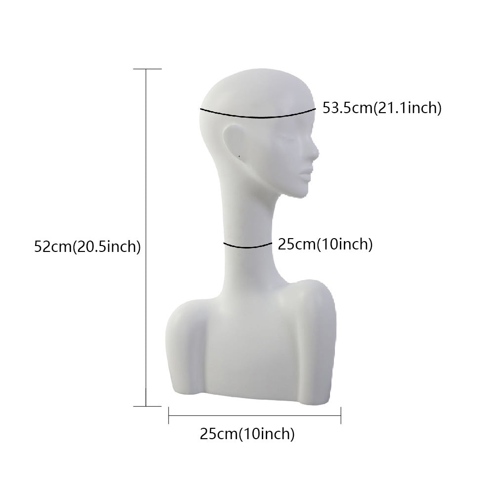 Luxury Head Mannequin,Matte White Long Neck With Shoulders Wig Stand for Hat / Jewelry/ Ring Display,Female Head Prop Block Dress Form Model