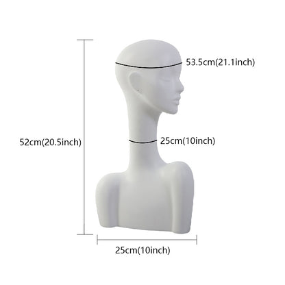 Luxury Head Mannequin,Matte White Long Neck With Shoulders Wig Stand for Hat / Jewelry/ Ring Display,Female Head Prop Block Dress Form Model