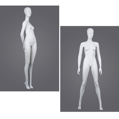 DE-LIANG Professional Female Mannequin Full Body Dress Form Display - Realistic Poseable Fashion Model Stand for Clothing Store Boutique Window Display - White Matte Finish Retail Merchandising Dummy