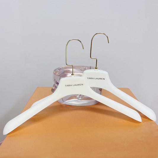 DE-LIANG White Velvet Plastic Hanger for Coat Pants Trouser, Men Woman Wedding dress bridal veil clothing hanger, velvet hanger customize（50PCS)