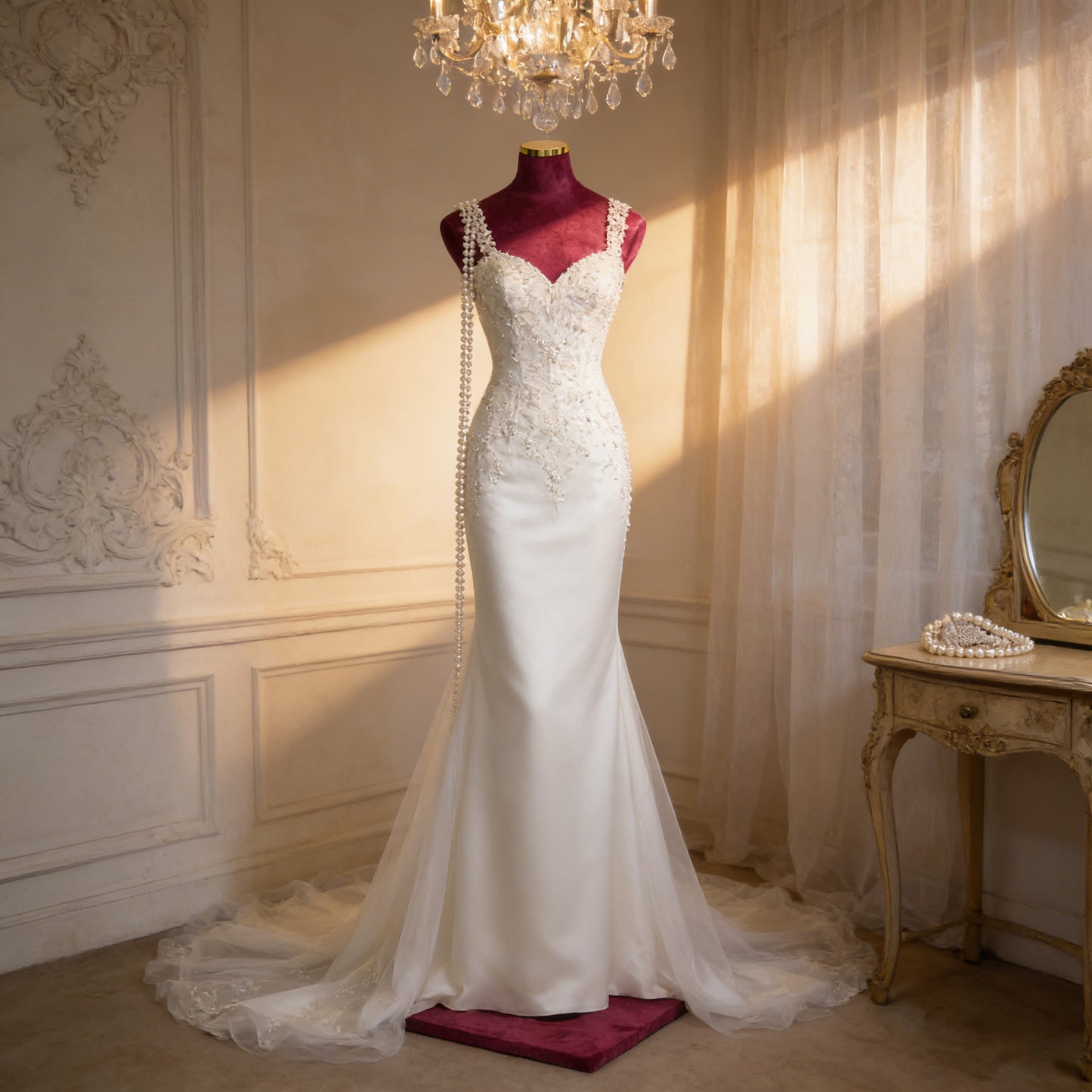 DE-LIANG Burgundy Suede Female Mannequin - Full Body Dress Form for Bridal Boutique