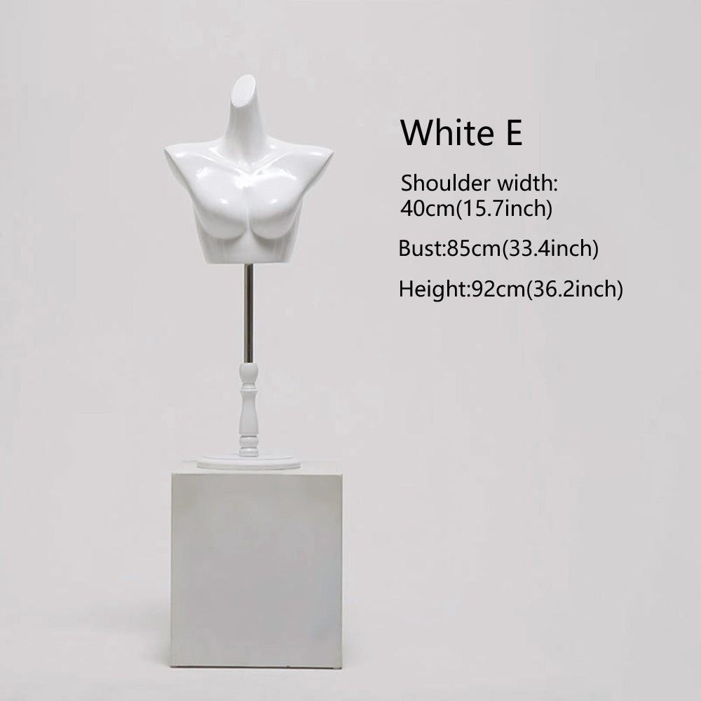 DE-LIANG Female Lingerie Display Form - White Gold Full Half Body Mannequin Bust Torso Hip Bra Panty Prop