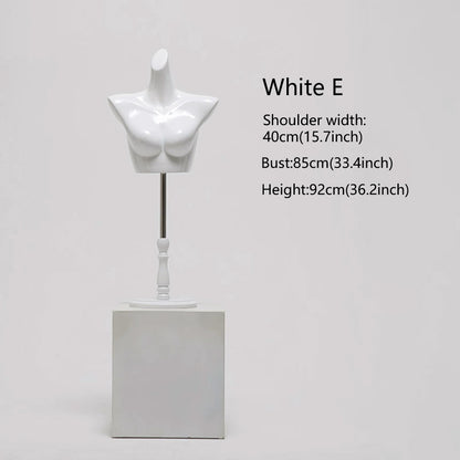 DE-LIANG Female Lingerie Display Form - White Gold Full Half Body Mannequin Bust Torso Hip Bra Panty Prop