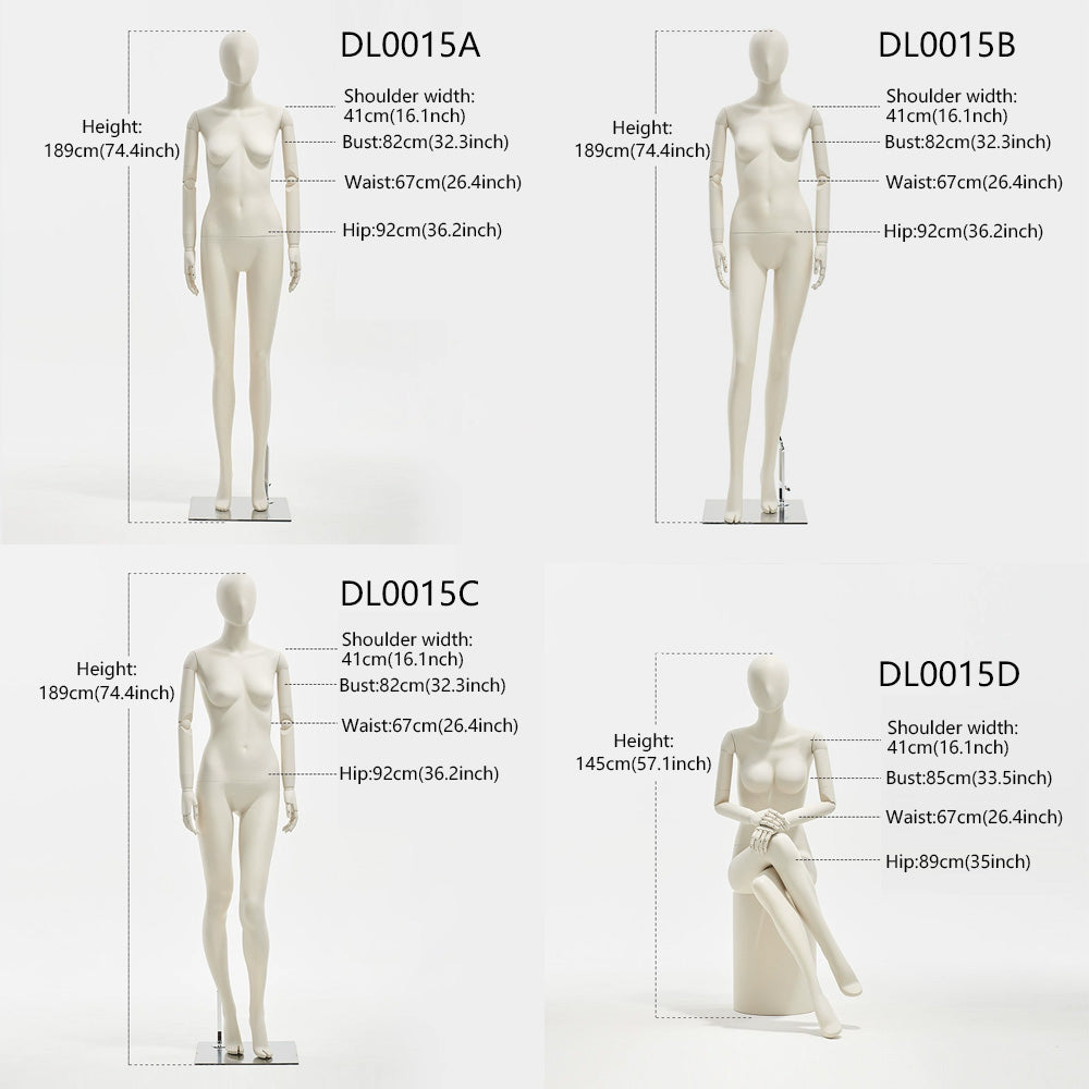 DE-LIANG Female Full Body Mannequin – Adjustable Dress Form with Torso Display, Modern Posing Mannequin for Fashion Boutiques & Window Displays