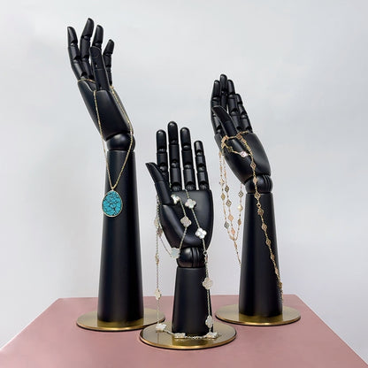 High Quality Matte Black Wooden Hand Mannequin Display, Female Wood Manikin Hand Dress Form Torso,Jewelry Display Flexiable Arm, 27/37/43cm DE-LIANG