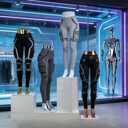 DE-LIANG Female Lower Body Mannequin Legs | Chrome Electroplated Pants Display Form