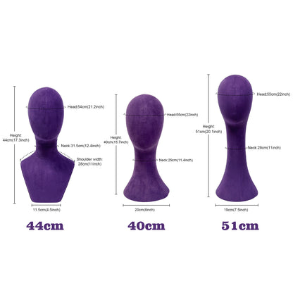 Suede Mannequin Head in Purple/Green – Pinnable Female Model for Hat and Jewelry Display, Unique Hat Stand, Perfect for Boutique Owners DE-LIANG