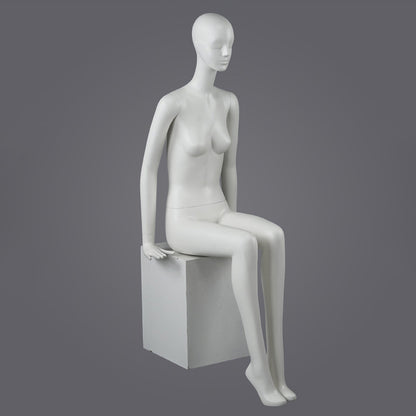 DE-LIANG Female Full Body Mannequins,Matte White Fiberglass Realistic Dress Form Display | Elegant Standing & Sitting Window Display Model for Clothing Stores, Boutiques