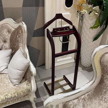 solid wood suit valet stand front view