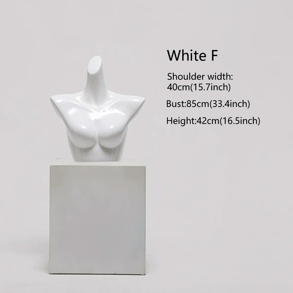 DE-LIANG Female Lingerie Display Form - White Gold Full Half Body Mannequin Bust Torso Hip Bra Panty Prop