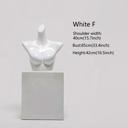 DE-LIANG Female Lingerie Display Form - White Gold Full Half Body Mannequin Bust Torso Hip Bra Panty Prop