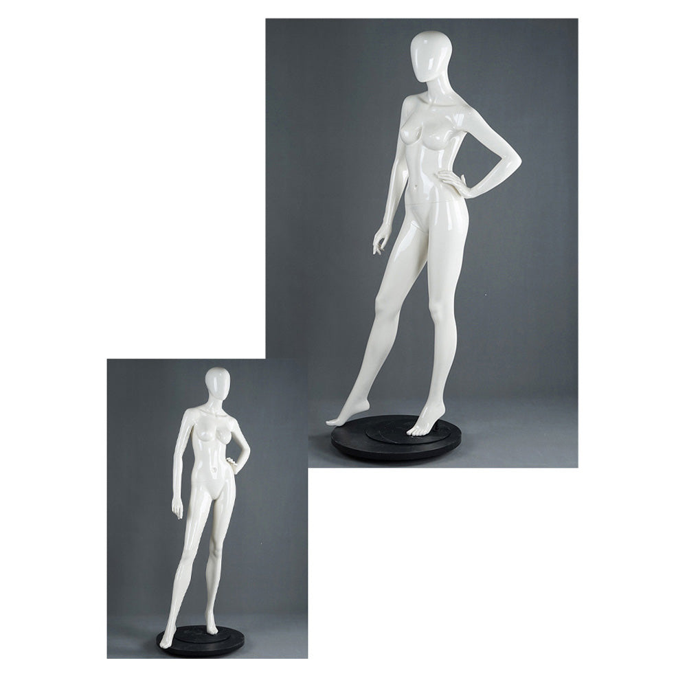 DE-LIANG Female Full Body Mannequins,Glossy White Fiberglass Realistic Dress Form