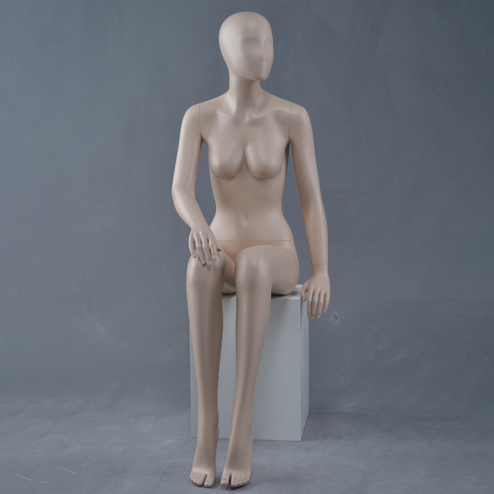DE-LIANG Female Mannequin Full Body Display,Professional Dress Form for Clothing Store Window Display,Beige Gray Finish Retail Mannequins Torso