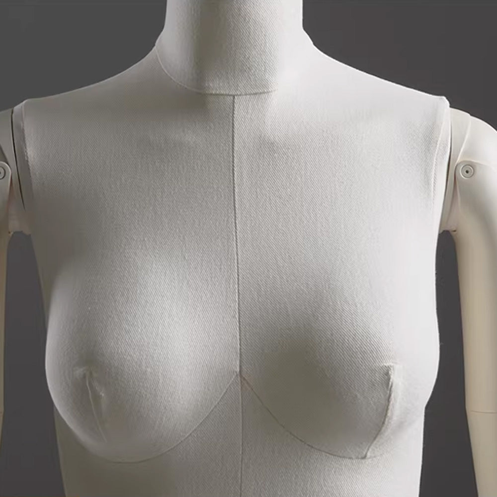 Sculpted Fabric Female Mannequin with Wooden Arms
