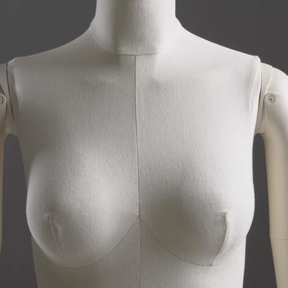 Sculpted Fabric Female Mannequin with Wooden Arms