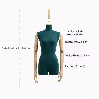 DE-LIANG Hanging Display Mannequin Half Body Form,Suede Fabric Dress Form,Manikin Model for Wedding Display,Women Form with Gold Hook