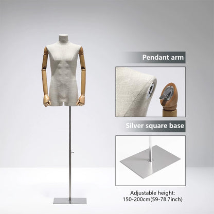 DE-LIANG Male Mannequin Slub Linen Muscle Torso | Menswear Window Display Stand