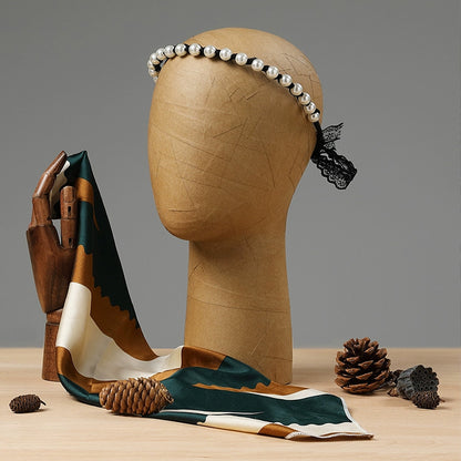 De-LIANG High Quality Female Head Mannequin Bust Retro Kraft Paper Wooden Boutique for Scarf Necklace DL2306 DE-LIANG