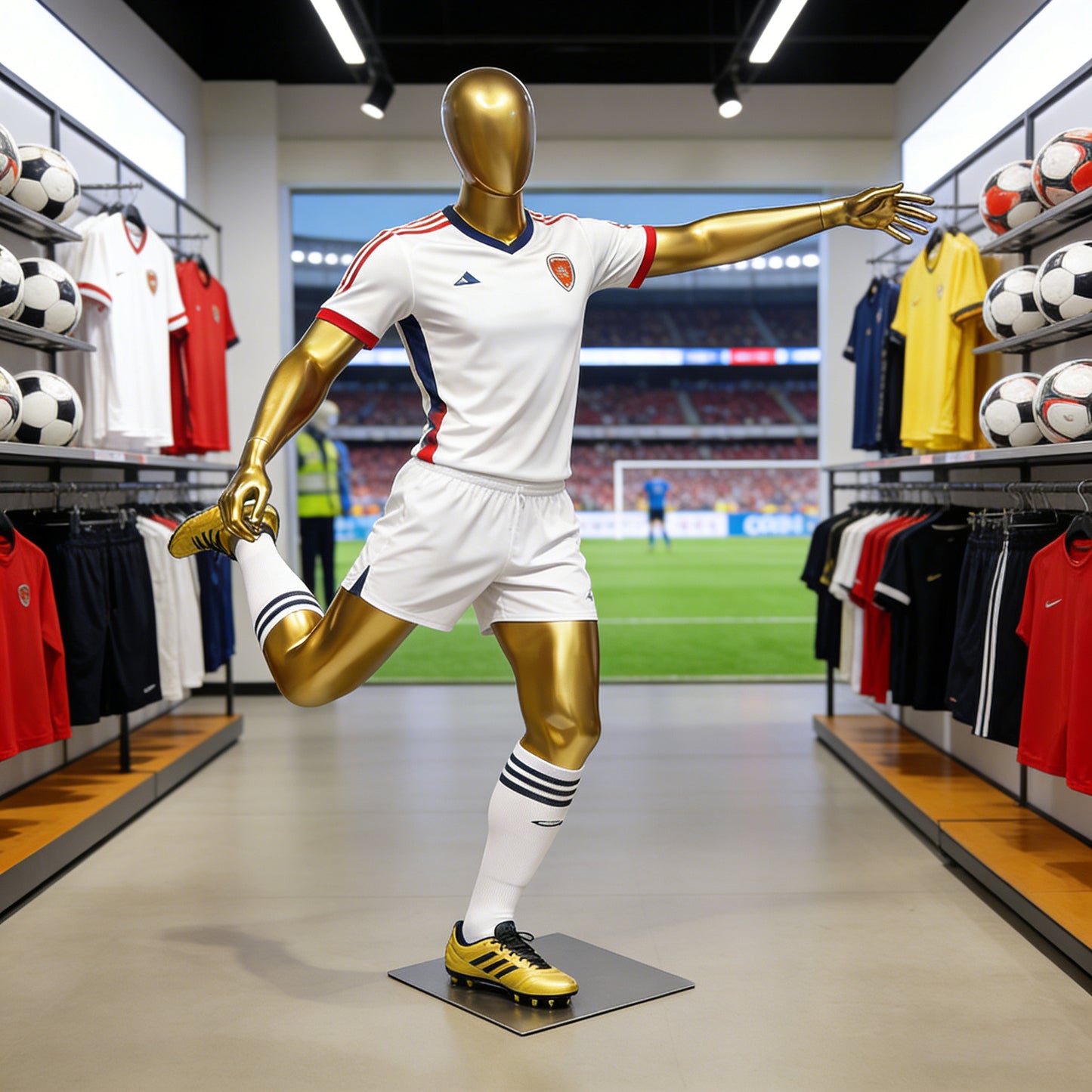DE-LIANG Soccer Kicking Mannequin Gold Muscle Male Full Body Sportswear Prop