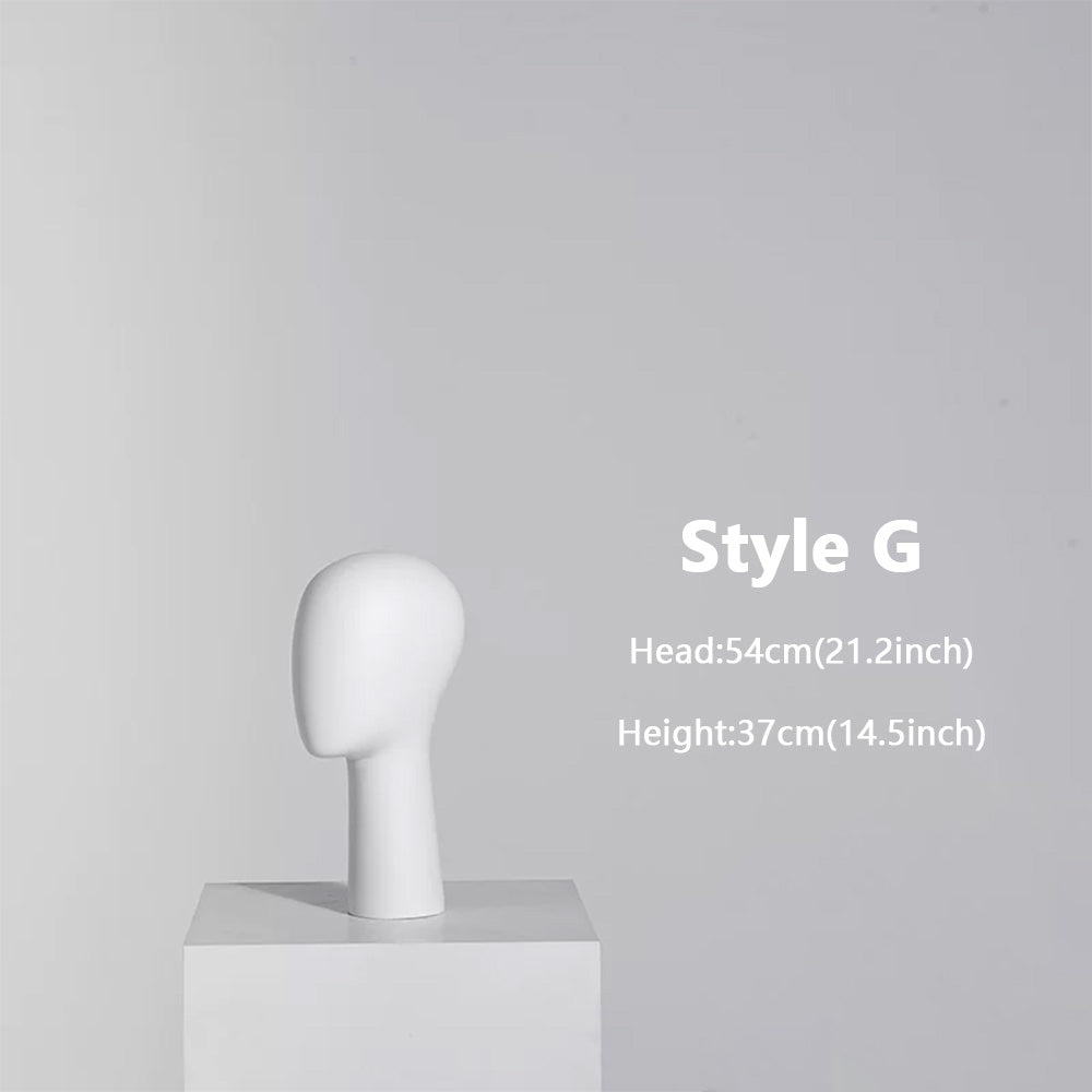 DE-LIANG Long Neck Mannequin Head with Face Features – Fiberglass Hat Wig Scarf Display
