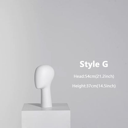 DE-LIANG Long Neck Mannequin Head with Face Features – Fiberglass Hat Wig Scarf Display