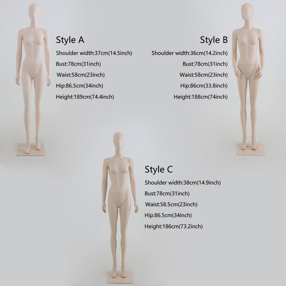 DE-LIANG Female Full Body Mannequin in Standing Pose,Full Body Dress form, Detachable torso mannequin for Retail Clothing ,Window Display Prop