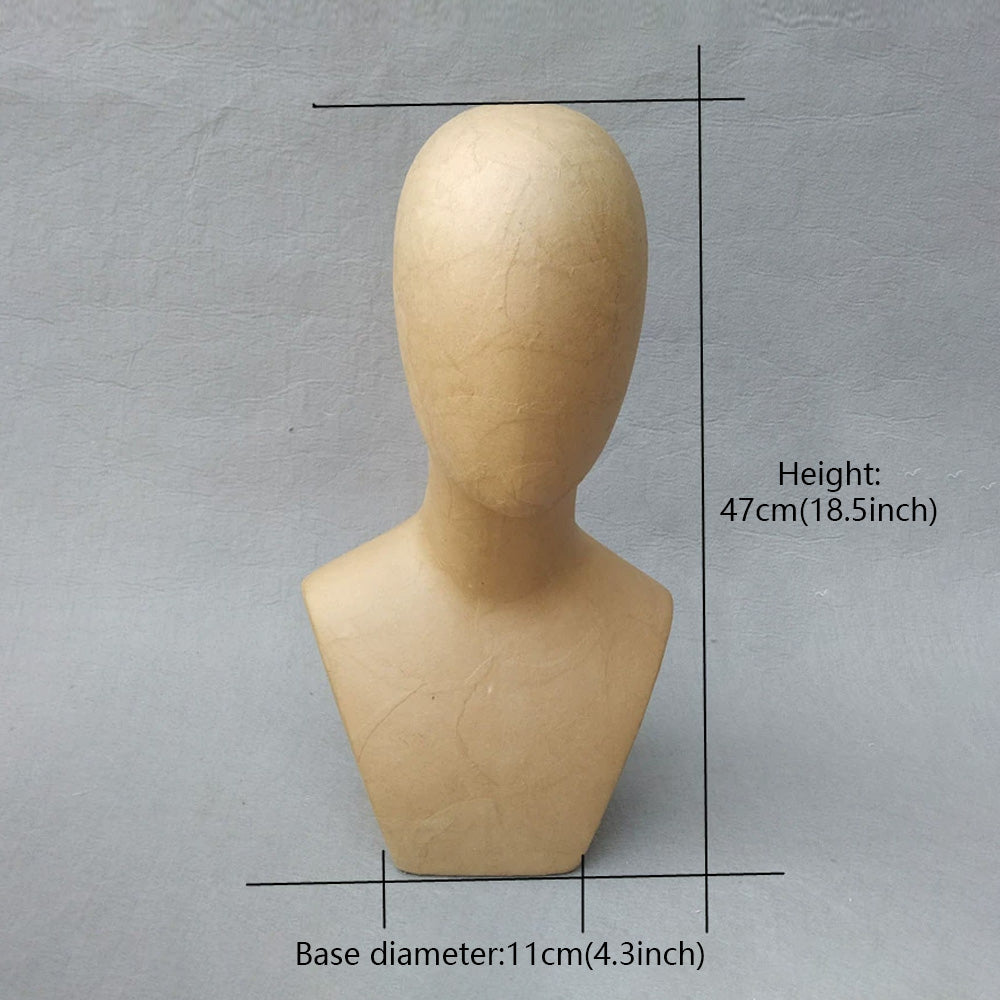 DE-LIANG Kraft Paper Mannequin Head & Dress Form for Garment Sample Display & Hat Wig