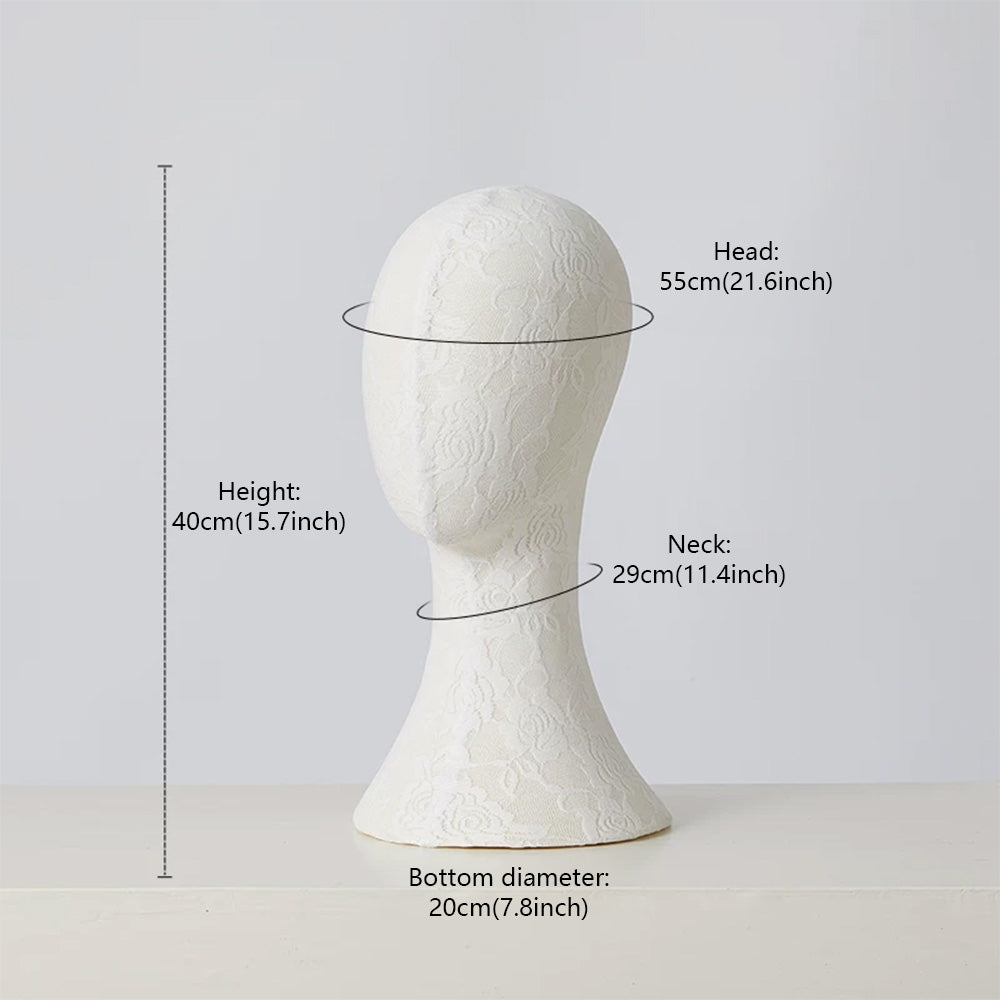 DE-LIANG Pinnable Lace Mannequin Head Display Stand for Hats Wigs Scarves & Jewelry