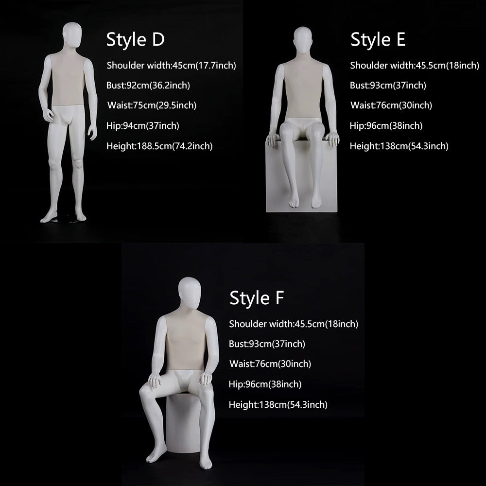 DE-LIANG Male Full Body Mannequins in Standing Pose,Upper Body Linen Dress Form Painting Bottom Leg,Men Mannequin Torso Display Manikin Dummies for Clothes Display