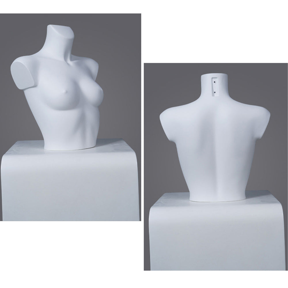 DE-LIANG Female Half Body Mannequin Torso Set,Matte White Fiberglass Dress Form Bust & Hip Display for Clothing, Lingerie, Underwear & Boutique Window Show