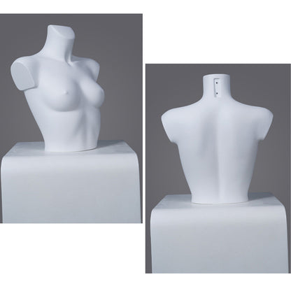 DE-LIANG Female Half Body Mannequin Torso Set,Matte White Fiberglass Dress Form Bust & Hip Display for Clothing, Lingerie, Underwear & Boutique Window Show