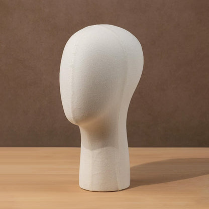DE-LIANG Linen Mannequin Head Stand for Wigs Hats Scarves Display with Adjustable Base