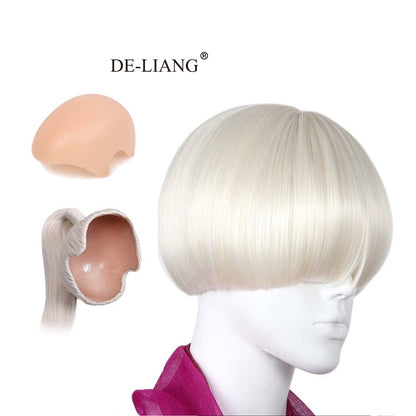 White/Green 21'' BOBO Wig For Mannequin Use Only,Handmade Short Wigs with Cover Shelf,Short Hair for Window Manikin Head Decorate,Green De-Liang Dress Forms