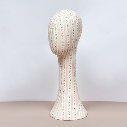 DE-LIANG New Fully Pinnable Linen Mannequin Head Form,Vintage Flower Mannequin Head Stand,Headband Wig Hat Jewelry Display Head Dummy DressForm Props
