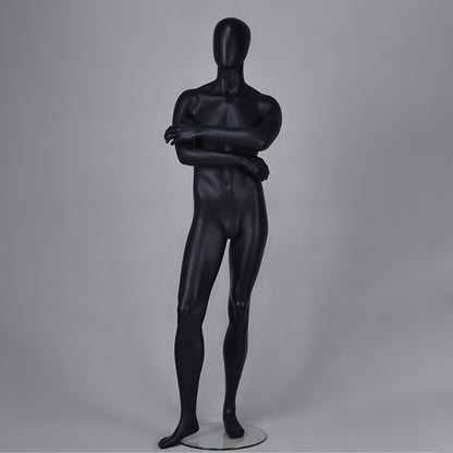 DE-LIANG Matte Black Male Full Body Mannequin Set,Realistic Fiberglass Dress Form Display Model for Clothing Stores, Fashion Boutiques & Window Displays